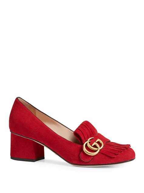 gucci suede marmont pumps|gucci kitten heel pumps.